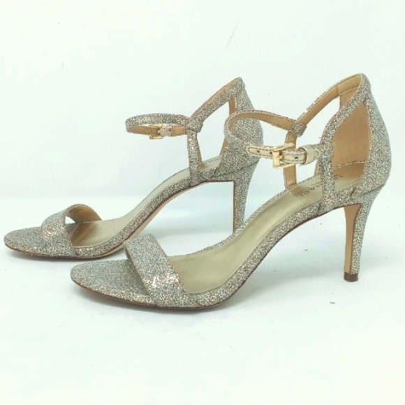 Michael kors gold sparkle shoes 6 1/2 medium 3 1/2"heel - Picture 2 of 8